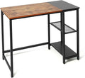 Fencer Wire 40 Inch Home Office Computer Desk with 2-Tier Storage Shelves Study Writing Desk Simple Industrial Modern PC Workstation with Splice Board Rustic Oak Wooden Table and Metal Frame