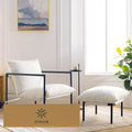 Zinus Aidan Decorative Sling Chair Metal Frame Armchair with Shredded Foam Cushions Easy Tool-Free Assembly Chair in a Box White