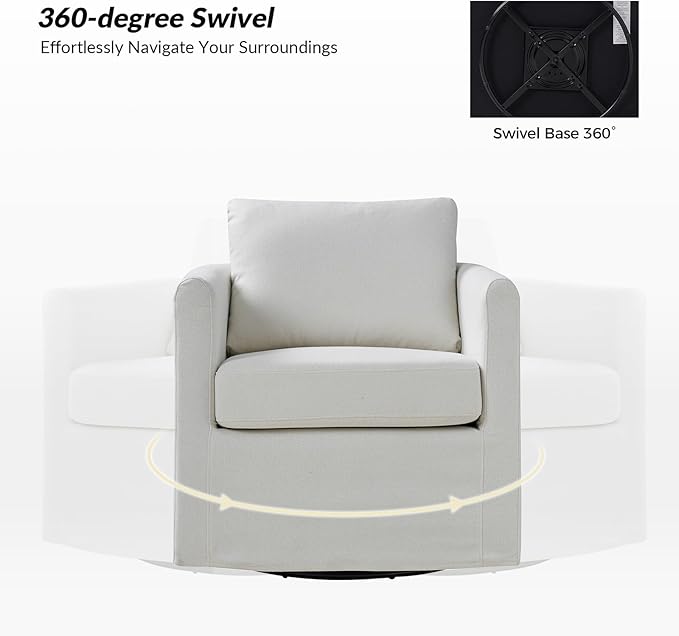 HULALA HOME 360-degree Swivel Accent Chair Set of 2 with Removable CoverRound Barrel Swivel Chair with Wide UpholsteredComfy Side Chair Sofa Chair for Living Room White
