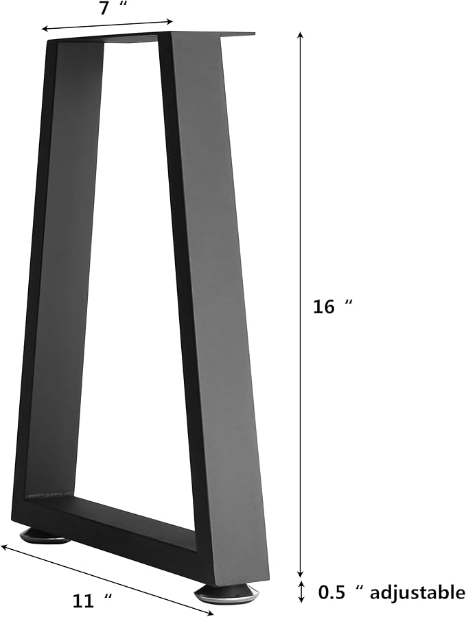 Metal Table Legs Heavy Duty Square Tube Desk Legs Dining Table Legs Industrial Furniture LegsModern Coffee Table LegsSet of 2 (Trapezoid 16 inch)