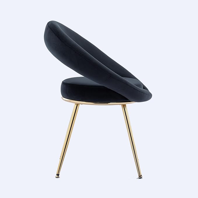 Black Velvet Modern AccentConversation Lounge Chair with Gold Plated Legs Unique AppearanceSuitable for Office Lounge Living Room