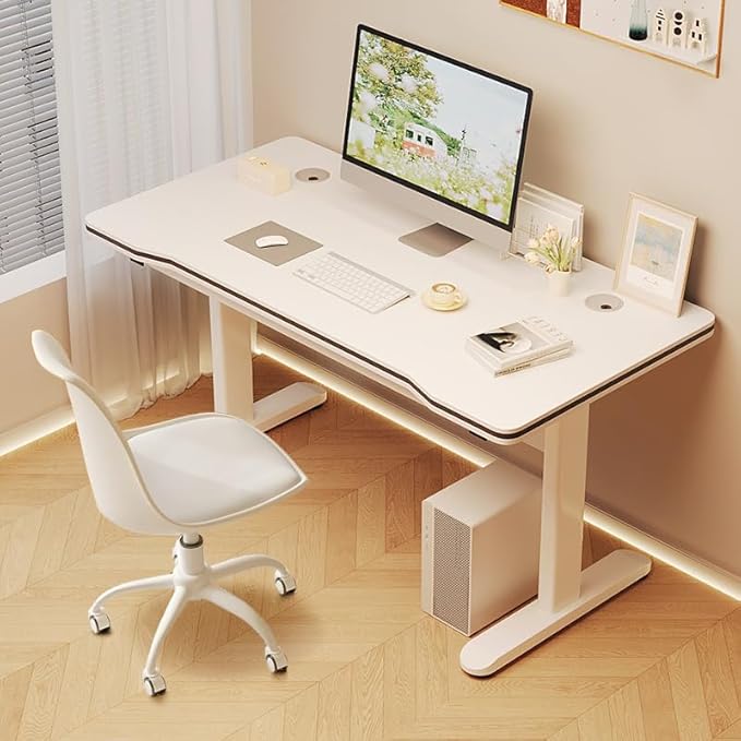 Gaming Desk Computer Writing Table for Home Office Student Art Modern Simple Style with T-Shaped Metal Bracket PC Wood Suitable for Offices&ampBedrooms