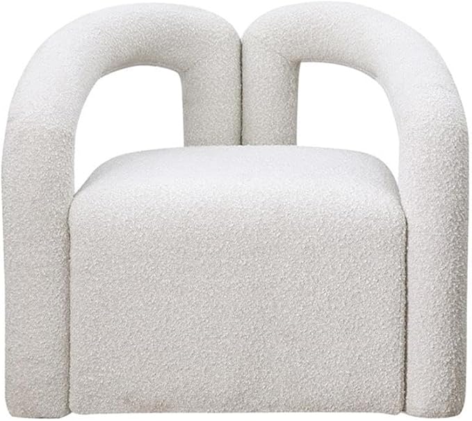 Pemberly Row Modern Accent Arm Chair Cream Boucle Fabric Upholstery 33 L x 28 D x 28 H Medium Firm Seating Fully Assembled Elegant Contemporary Chair for Living Room or Bedroom