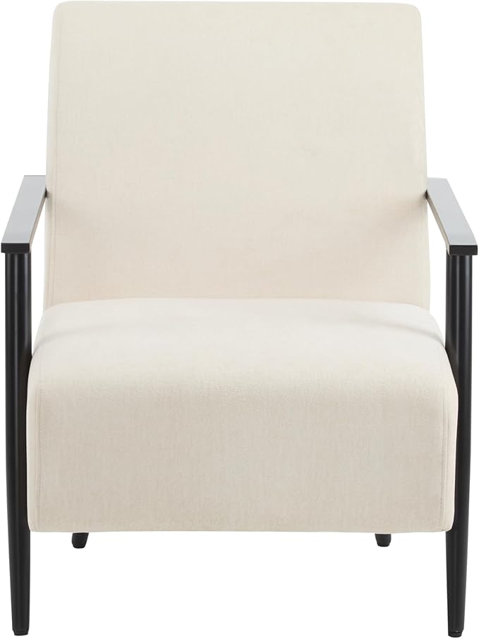 26.38 Modern Beige Lounge Chair with Polyester Upholstery and Sturdy Metal e Ideal for Living Room Bedroom or Office
