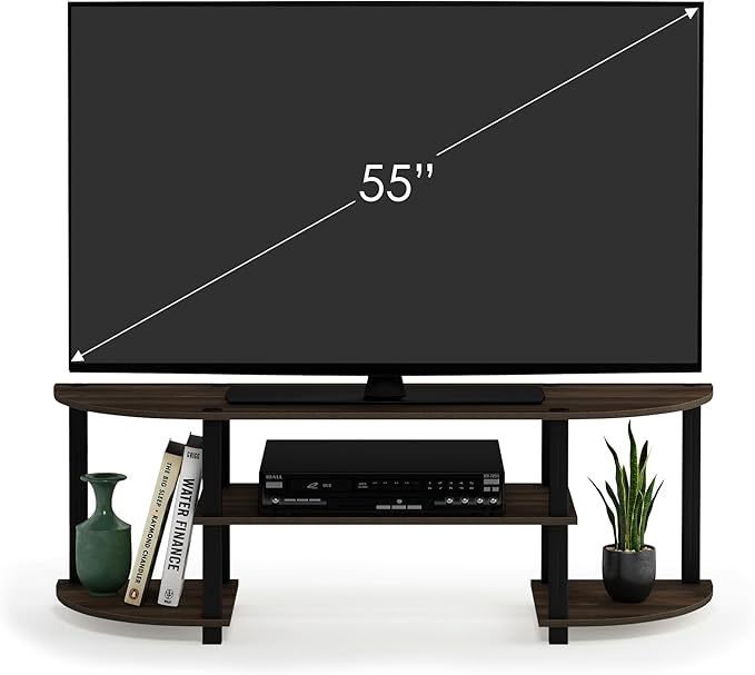 Furinno Turn-S-Tube Wide TV Entertainment Center Columbia Walnut/Black