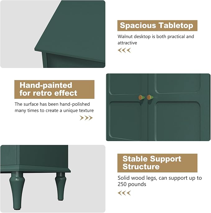 ARTPOWER 67'' Mid-Century Modern TV Stand with Storage Drawer and Doors Long TV Stand with Adjustable Shelves for 75 Inch TV for Living Room Bedroom Green