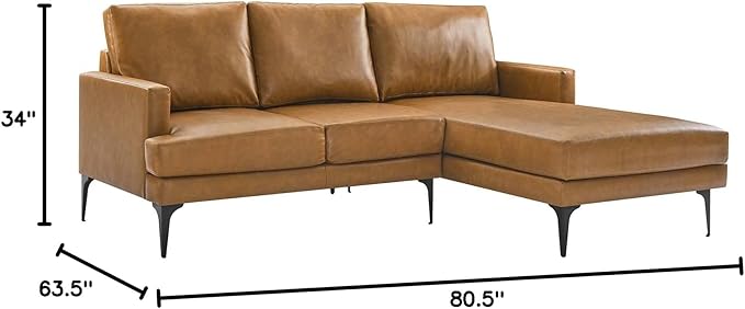 Modway Evermore Vegan Leather Upholstered Right-Facing Sofa Tan