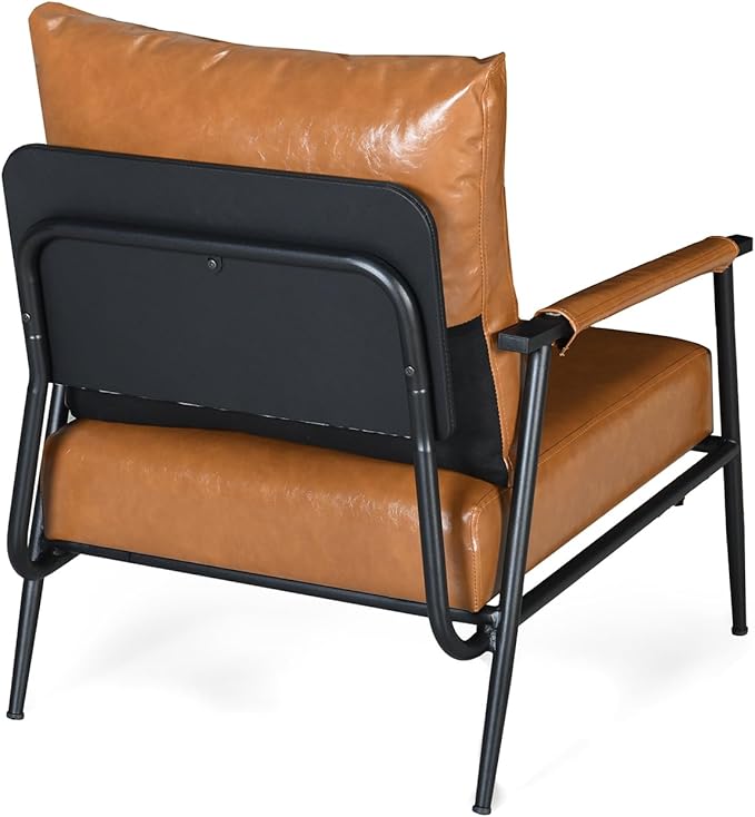 Mid-Century Modern Accent Chair Upholstered Armchair Comfy Side Chair Single Sofa Chair with Metal Frame for Living Room Bedroom Reading Room Office