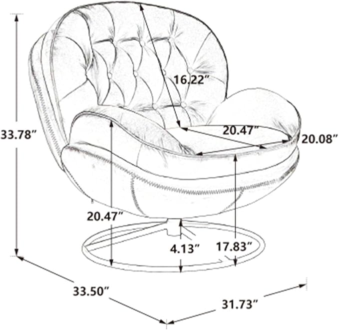 Blue Accent Chair with Ottoman 360 Degree Swivel Velvet Upholstered Chair with Metal Leg Lounge Armchair with Metal Base Frame for Living Room Bedroom Office