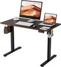 ERGOMAKER Electric Standing Desk 43.3 x 23.6 Height Adjustable Sit Stand Desk with Splice Board for Home Office Computer Desk Memory Preset (Black Frame Walnut Desktop)