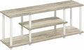 Furinno Turn-N-Tube No Tools 3D 3-Tier Entertainment TV Stand up to 50 inch TV Round Tubes Oak