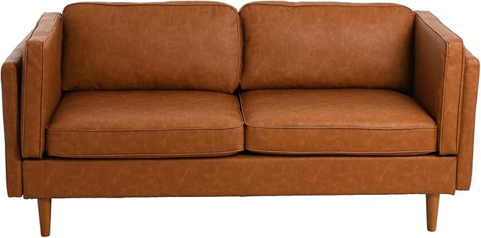 Creative Co-Op Atley High Sided Sofas Vegan Cognac Leather