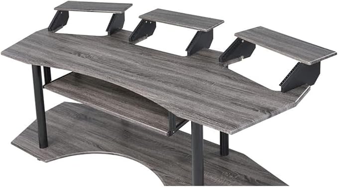 Acme Eleazar Wooden 4-Shelf Music Recording Studio Desk in Black Oak