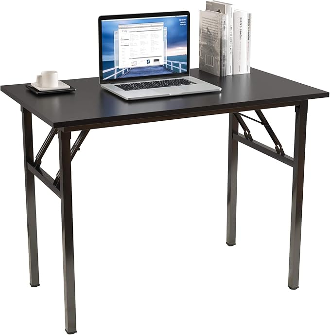 soges Computer Desk 39.4 inches Folding TableLaptop Desk Dining Table Writing Table Study DeskWorkstation for Home Office No- Assembly RequiredBlack