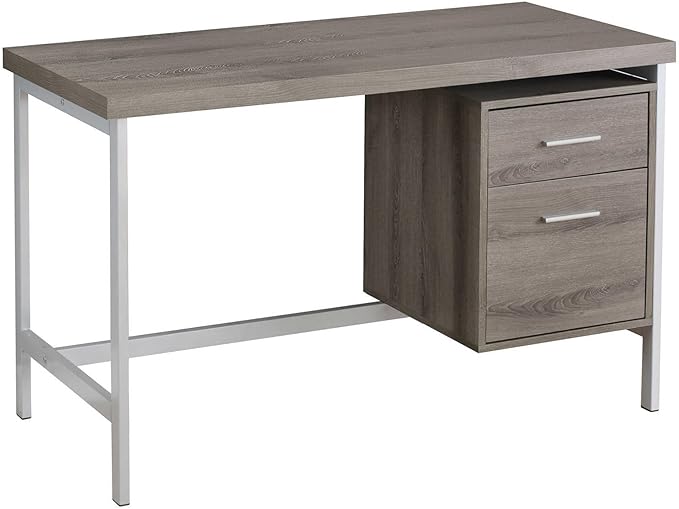 Computer Desk Home Office Laptop Left Right Set up Storage Drawers 48 l Work Brown Laminate Grey Metal Contemporary Modern