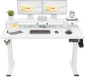 Shahoo Electric Standing Desk with Monitor Shelf 55 x 24 Inches Height Adjustable Corner Table Computer Workstation with Cup Holder and Hook for Home Office White 55x24 Inch