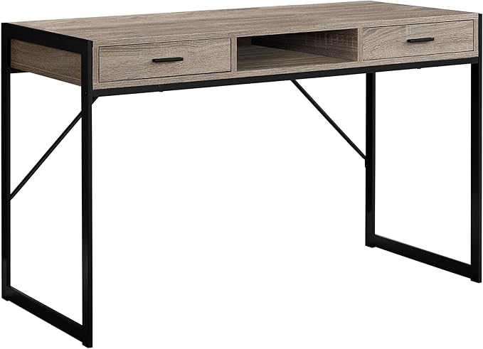 Computer Desk Home Office Laptop Storage Drawers 48 l Work Brown Laminate Black Metal Contemporary Modern CJ232