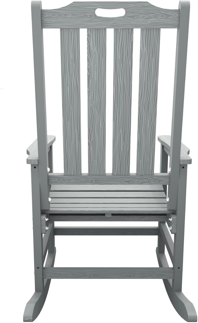 Oversized Rocking Chair Set of 2 Outdoor Rocking Chair for Adults All Weather Resistant Porch Rocker for Lawn Garden Grey