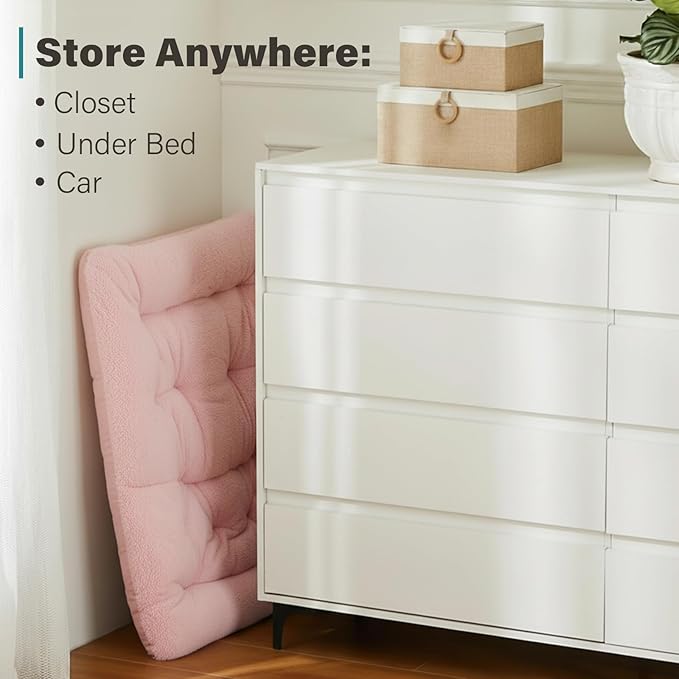 Tiita Folded Chair with Straight Ottoman Soft Faux Fur Oversized Folding Accent ChairLazy Chair Metal Frame Moon Chair for Bedroom Living Room Dorm Rooms Garden and Courtyard Pink