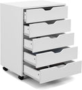 5 Drawers File Cabinet Vertical Filing Cabinet for Home Office Mobile Under Desk Office Storage Cabinet with Wheels Modern Chest of Drawers for Bedroom (White 5 Drawers)