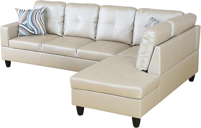 L-Shaped Combination Sofa Set Luxurious Synthetic Leather Living Room Sofa Suitable for Living Rooms Bedrooms Apartments and Offices