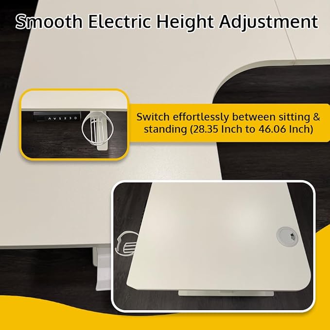 Standing Desk - 63 x 24 Inch L Shaped Electric Height Adjustable Desk - Ergonomic Left Corner Work Station Setup for Home Office Gaming Sit Stand Large L Shaped Wooden Table for PC Computer Laptop
