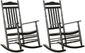 Outdoor Patio Rocking Chairs Set of 2 Porch Wooden Comfy Rockers for Adult Furniture Indoor Outside Camping Balcony Garden Backyard Lawn and Bistro Black