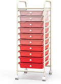 Giantex 10-Drawer Storage Cart w/Universal Wheel Rolling Cart w/Handle Home Organizer Storage Unit w/Removable Drawers Trolley Utility Cart for Kitchen Makeup Living Room Office Play Room