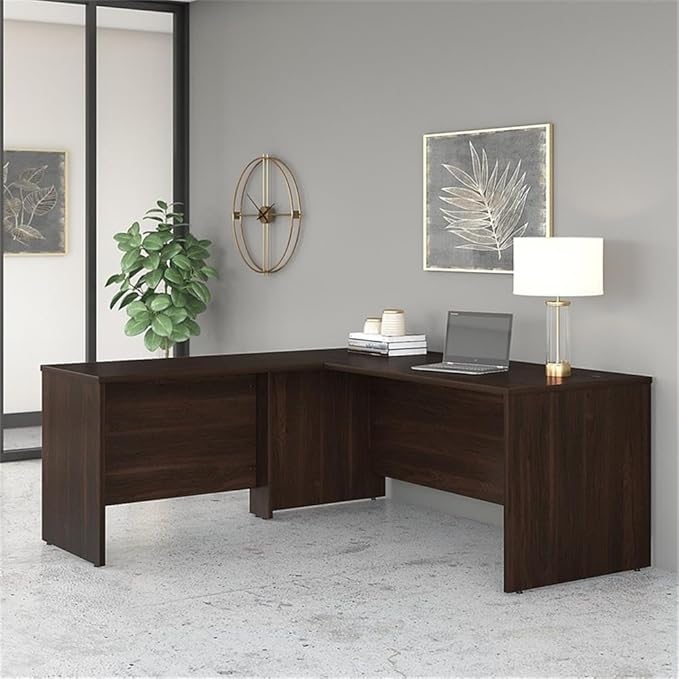 Bush Furniture Studio C 72W x 30D L Shaped Desk with 42W Return in Black Walnut L Workstation for Home or Professional Office