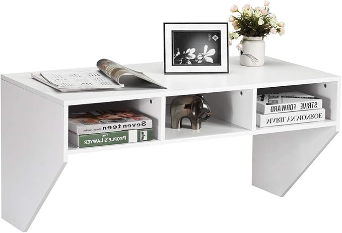 BestComfort Wall Mounted Desk Hutch 41.5inch Floating Laptop Table Writing Desk Home Office Workstation Hanging Computer Desk Modern Floating Console Media Storage Cabinet