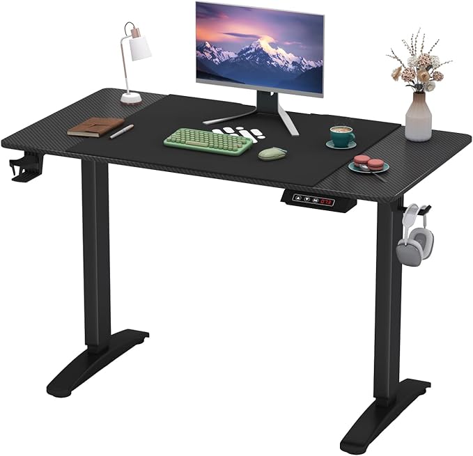 Furmax Electric Height Adjustable Standing Desk Large 40 inch Sit Stand up Desk Home Office Computer Desk Memory Preset with T-Shaped Metal BracketCarbon Black