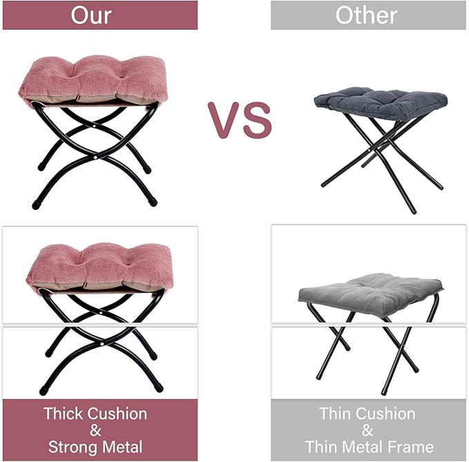 LITA Lazy Chair with Ottoman Modern Accent Leisure Upholstered Sofa Chair Lounge Reading Chairs with Armrests and a Side Pocket for Living Room Bedroom &amp Small Space Plush Dark Pink