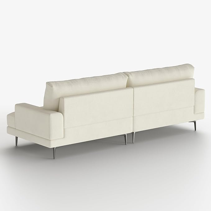 78 Down-Filled Cloud Sofa Couch Modern Fabric 3-Seater with Plush Cushions and Metal Legs Ideal for Apartments Small Living Rooms &amp Cozy Spaces White Beige