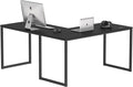 SHW Mission 55 x 60 Inches L-Shape Home Office Computer Desk Black