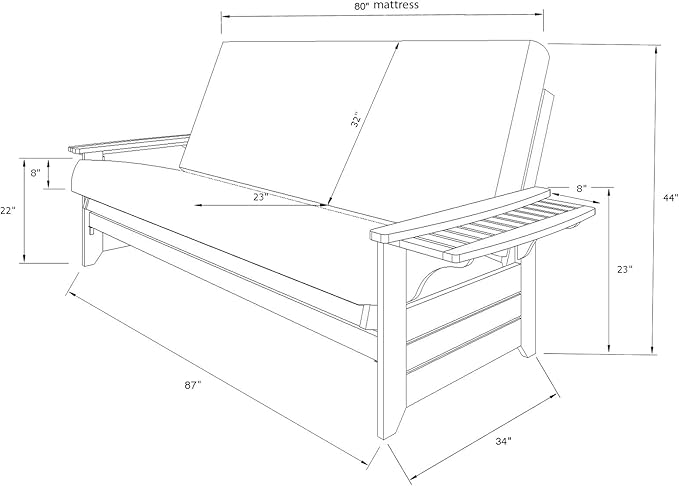 Kodiak Furniture Phoenix Full Size Futon in Butternut Finish with Storage Drawers Canadian
