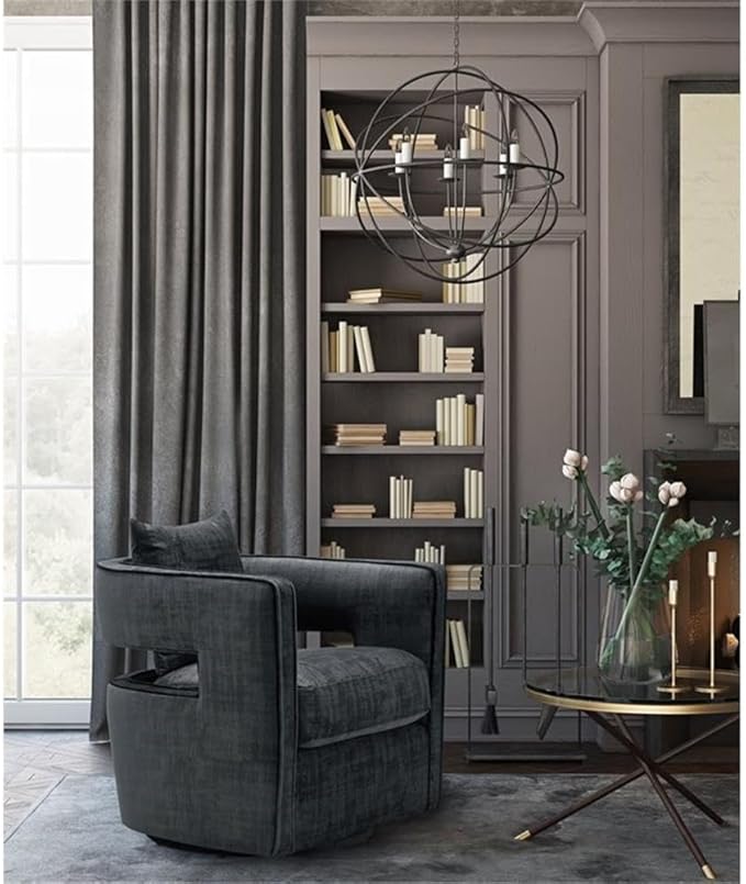 MAKLAINE 17.8 Velvet Swivel Accent Chair Black Finish Solid Wood Frame Stainless Steel Base Plush Foam Upholstered Seating Transitional Style for Living Room or Office