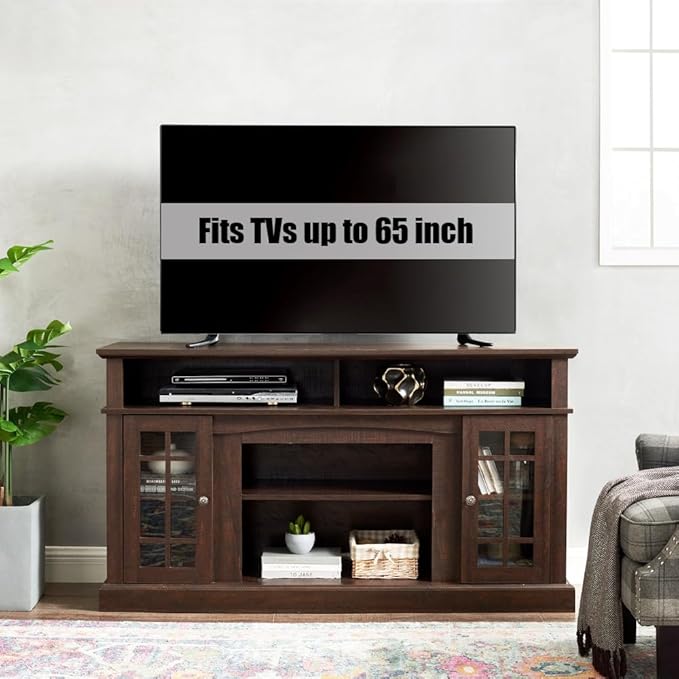 Espresso TV Stand - Traditional American Country Style Entertainment Center with Storage - Fits 65 Inch TV - Media Console for Living Room