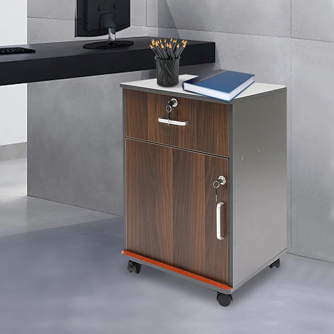 Mobile File Cabinet Rolling Printer Stand with Open Storage Shelf abric Lateral Filing Cabinet fits A4 or Letter Size for Home Office Black