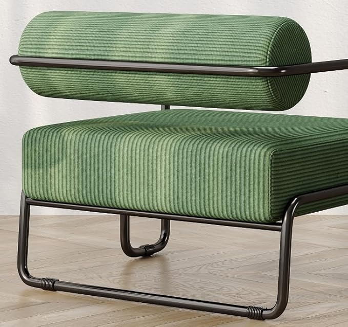 Living Room Iron Sofa Chair Cozy Reading Nook Chair Patio Lounge Chair (Dark Green)