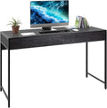 ERGOMASTER Home Office Desk with Drawers Black Modern Wood Desk Laptop Writing Computer Room Work Table for Bedrooms (44) inch