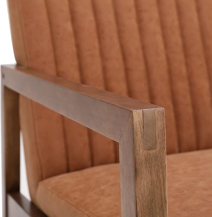 Set of 2 Mid Century Rocking Chair Nursing Chair with Wood Frames Faux Leather Upholstered Farmhouse Living Room Chair for Living Room Bedroom Burnt Orange