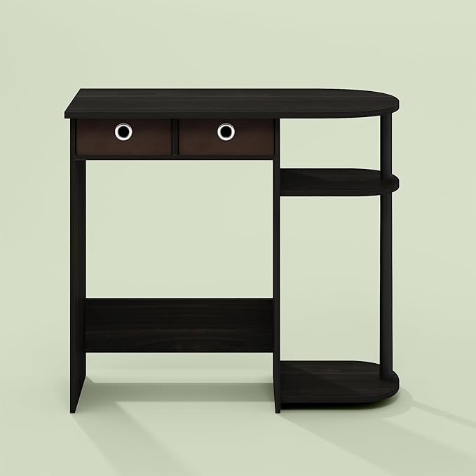 Varel Compact Computer Desk with Bin Drawers and Shelves Charcoal/Black
