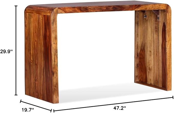 Vintage-Style Wooden Sideboard/Desk Writing Computer Desk Home Office Desk Writing Study Table PC Desk Workstation for Bedroom Solid Sheesham Wood Brown 47.2 x 19.7 x 29.9 -AA
