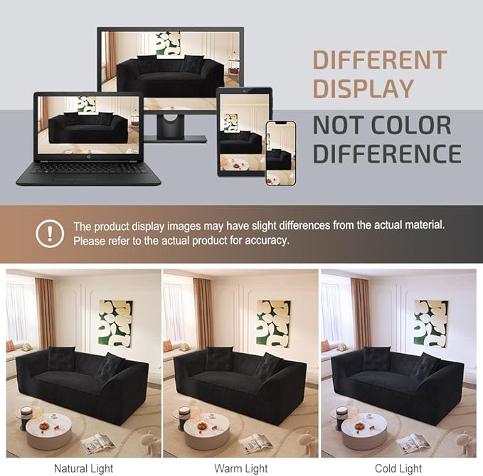 3-in-1 Convertible Folding Sofa Bed 79.5 Queen Size Sleeper Curved Couch Modern Deep Seat Fluffy Couch with 2 Pillows 3-Seater Sofa Sparkling Chenille Fabric Sofa (A-Black 3 Seat)