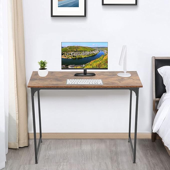 BestOffice Computer Desk Home Office Desk 39 inches Gaming Desk Multi-Function Writing Table Student Art Modren Simple Style PC Wood and Metal Desk Workstation for Small Space Vintage