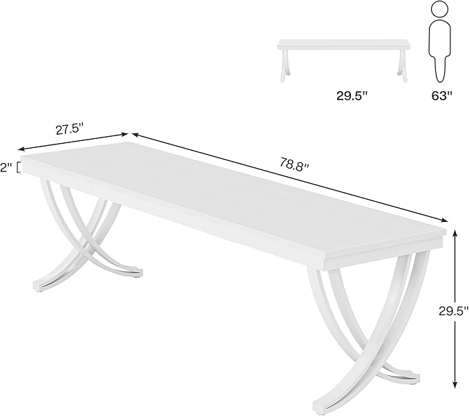 Tribesigns 2-Person Office Computer Desk 78.7-Inch Extra Long Desk Large Double Writing Desk for Home Office Workstation Work Desk for Two People with Stylish Legs (White)