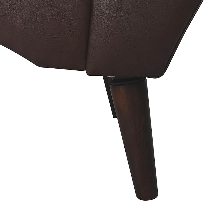 Luxury Indoor Recliner Chair with Pillow &amp Wooden Legs - Tufted Back &amp Arms PU Leather Lounge Chair for Living Room/Bedroom (Dark Brown)