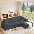 Cloud Couch Sectional 108” Modular Sectional Sofa with Ottoman Modern L-Shaped Couch with Deep Seat Boneless Couches for Living Room No Assembly Required (Snow Grey)