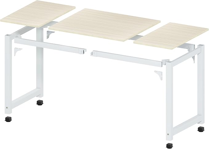 NSdirect Large Office Desk for Home Office Large 63 Computer Desk Table Wide Writing Study Desk for 2 Person Metal Sturdy Frame Thicker Steel Legs (White Oak 63L x 23.6W x 29.5H)