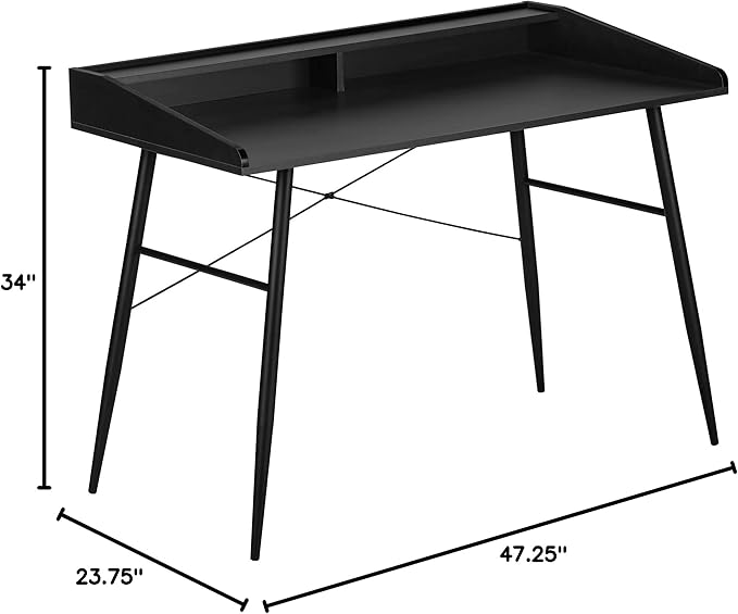 Monarch Specialties I 7537 Computer Desk Home Office Laptop Storage Shelves 48 L Work Metal Laminate Black Contemporary Modern